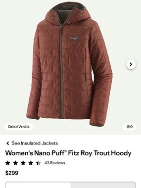 Patagonia Women's Nano Puff Hoody - Dried Vanilla (Warm Brown) size M